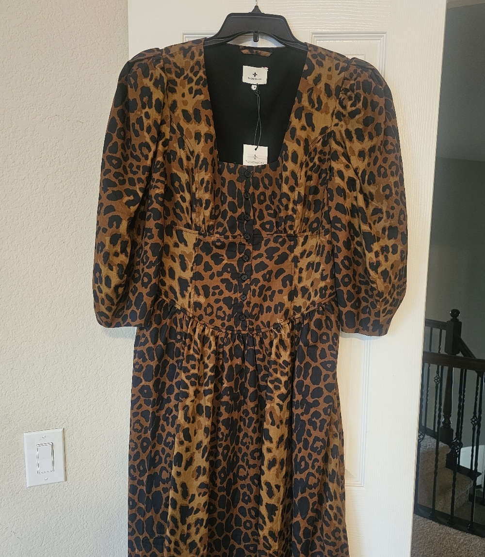 Tuckernuck Leopard Print Long Sleeve Dress NWT